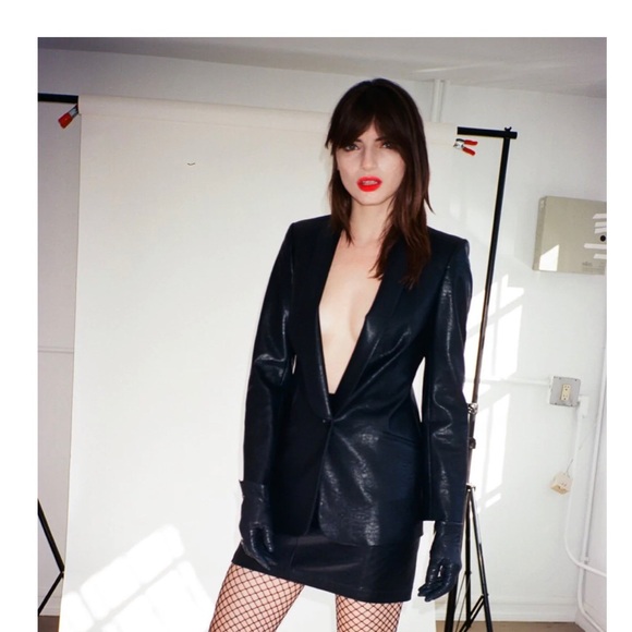 L’ ecole Des Femme Vegan Leather Smoking Jacket - Picture 5 of 14